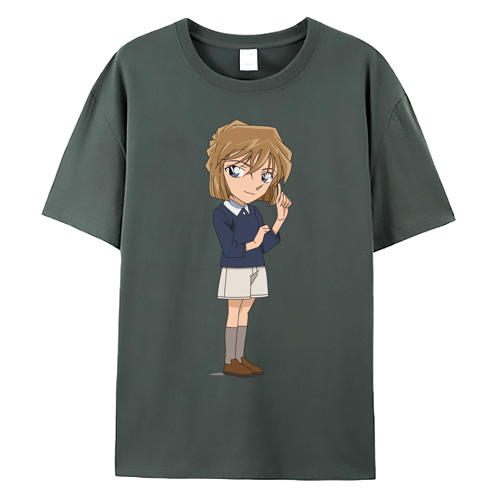 （画像用） 名探偵コナン 灰原 哀 はいばら あい Detective Conan Anita Hailey、Vi Graythorn Haibara Ai 綿100％ メンズ半袖Tシャツ｜肌触りやわらか＆通気性